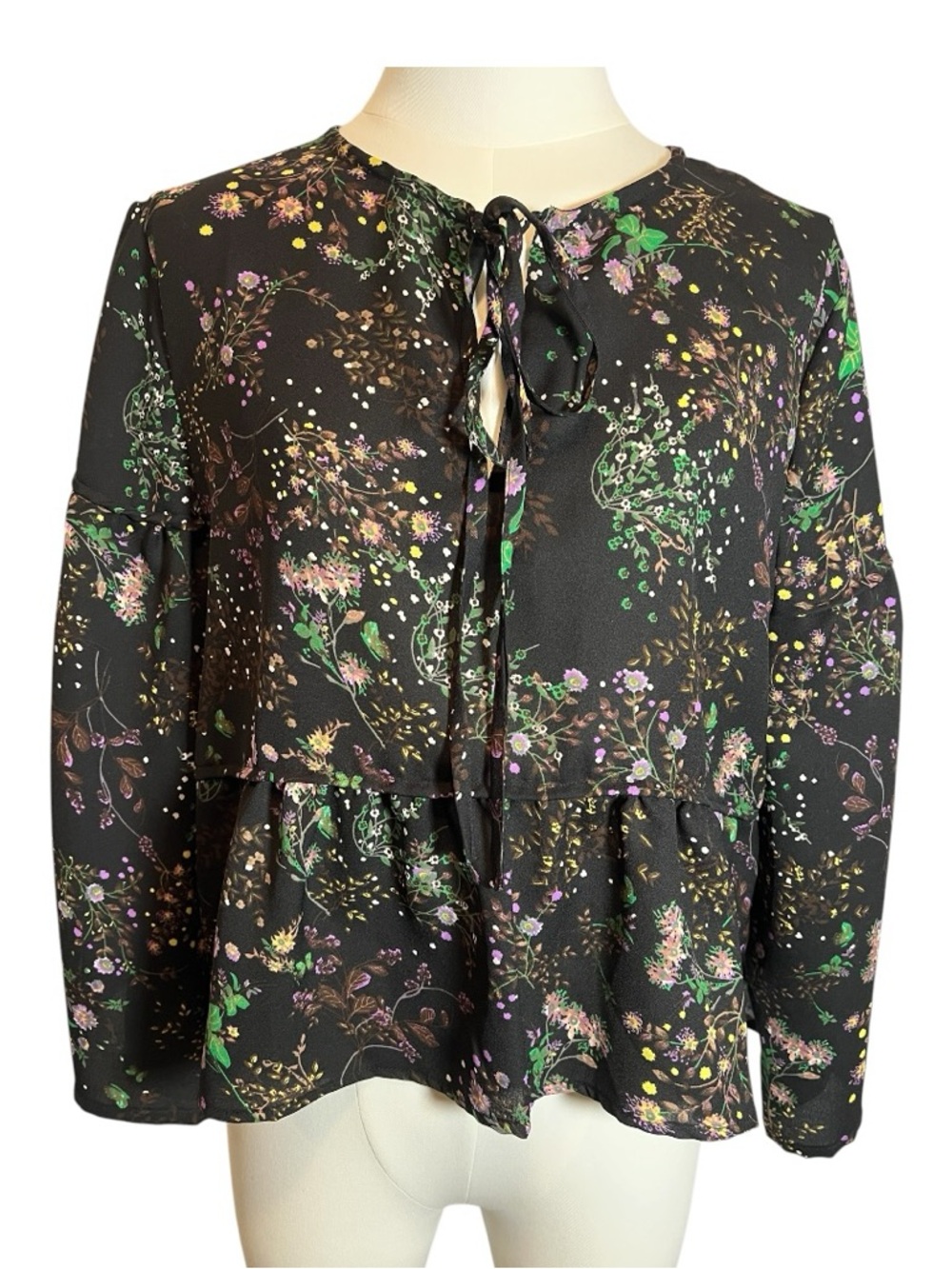 Walter Baker Floral Peplum Blouse Size Small